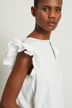 Top in cotone sangallo - Bianco