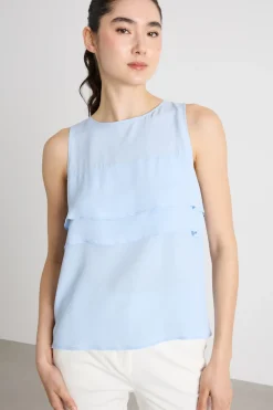 Top in crepe de chine - Azzurro