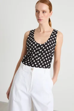 Top in crepe de chine - Bianco Nero