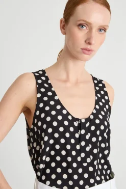 Top in crepe de chine - Bianco Nero