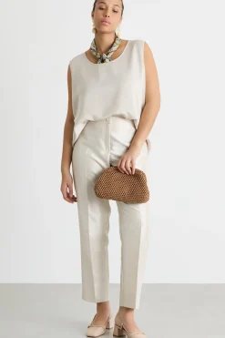 Top in crepe lucido - Avorio