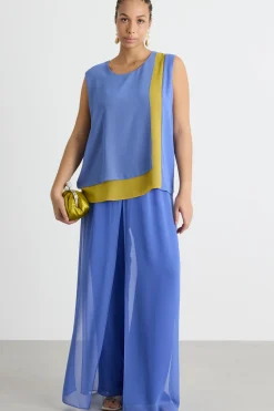 Top in georgette - Azzurro