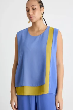 Top in georgette - Azzurro