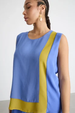 Top in georgette - Azzurro