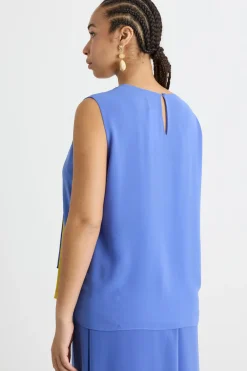 Top in georgette - Azzurro