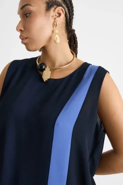 Top in georgette - Blu Azzurro