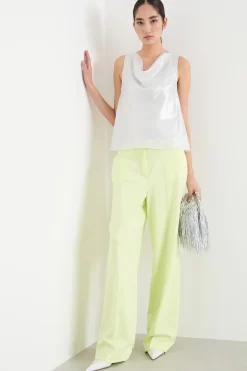 Top in georgette laminata - Argento