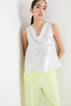 Top in georgette laminata - Argento