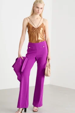 Top in georgette laminata - Bronzo