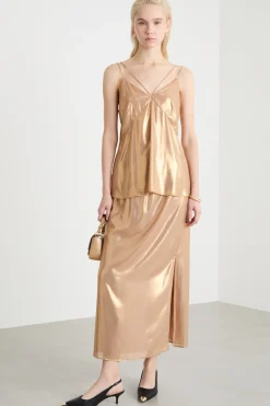 Top in georgette laminata - Oro