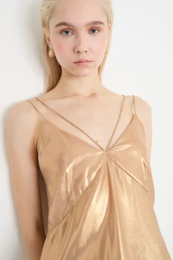 Top in georgette laminata - Oro
