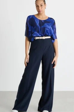 Top in georgette stampata - Blu