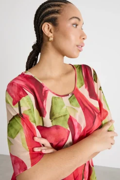 Top in georgette stampata - Rosa