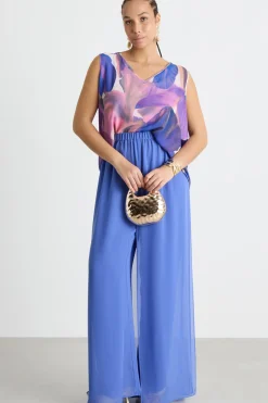 Top in georgette stampato - Viola