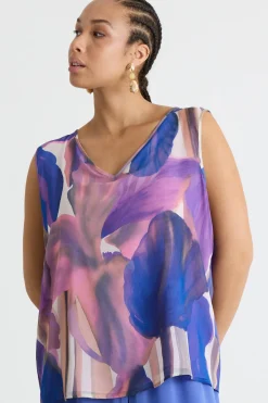 Top in georgette stampato - Viola