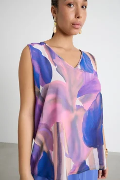 Top in georgette stampato - Viola