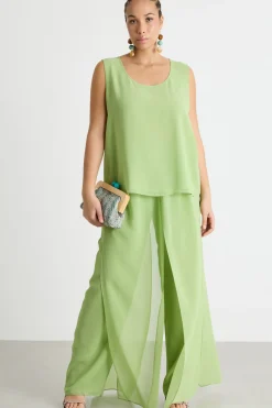 Top in georgette - Verde
