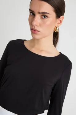 Top in in jersey calza - Nero