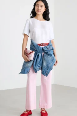 Top in jersey con inserto in twill - Bianco