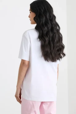 Top in jersey con inserto in twill - Bianco