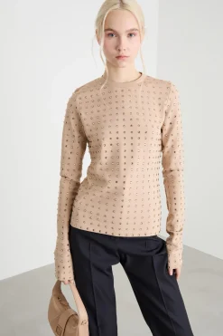 Top in jersey con strass - Rosa