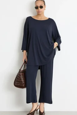 Top in jersey crepe - Blu