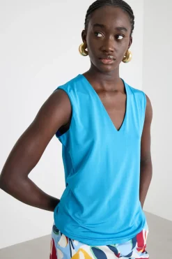 Top in jersey fluido - Azzurro