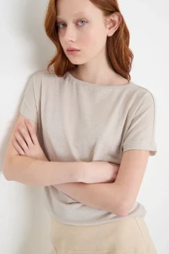 Top in jersey laminato - Avorio