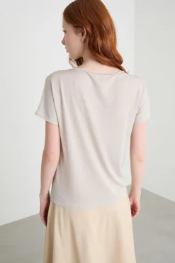Top in jersey laminato - Avorio