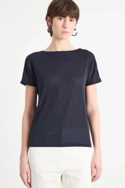 Top in jersey laminato - Blu