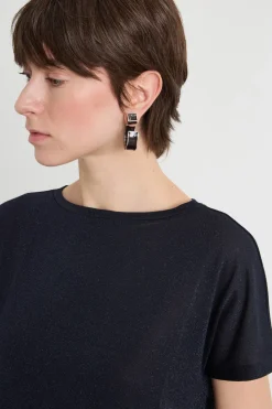 Top in jersey laminato - Blu