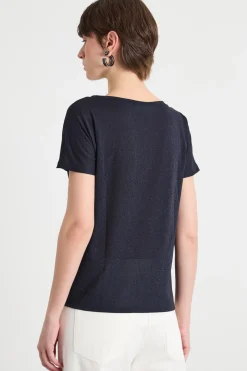 Top in jersey laminato - Blu