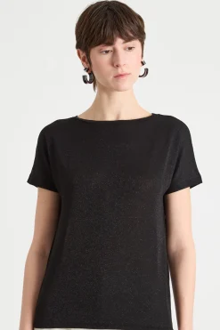 Top in jersey laminato - Nero