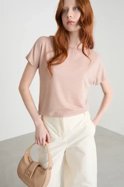 Top in jersey laminato - Rosa