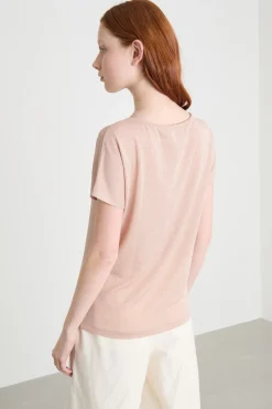 Top in jersey laminato - Rosa