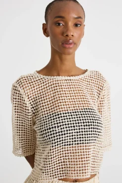 Top in jersey macramè - Bianco