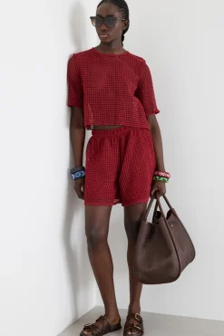 Top in jersey macramè - Rosso