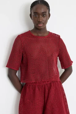 Top in jersey macramè - Rosso
