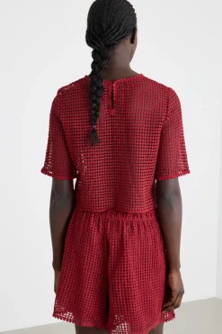 Top in jersey macramè - Rosso