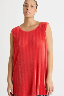 Top in jersey plissé - Arancione