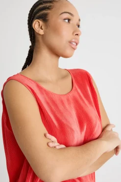 Top in jersey plissé - Arancione