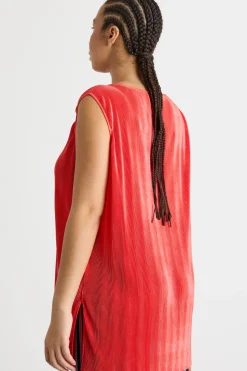Top in jersey plissé - Arancione