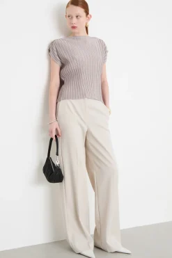Top in jersey plissé - Grigio