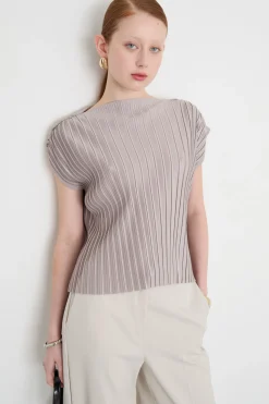Top in jersey plissé - Grigio