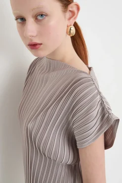 Top in jersey plissé - Grigio