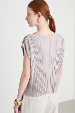 Top in jersey plissé - Grigio