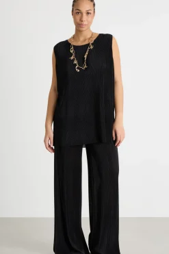 Top in jersey plissé - Nero
