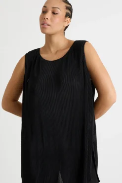 Top in jersey plissé - Nero