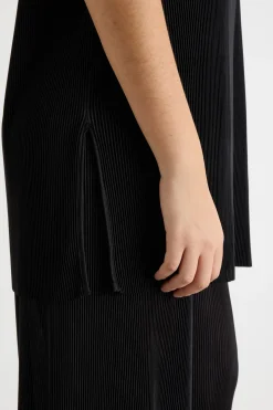Top in jersey plissé - Nero