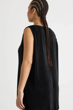 Top in jersey plissé - Nero